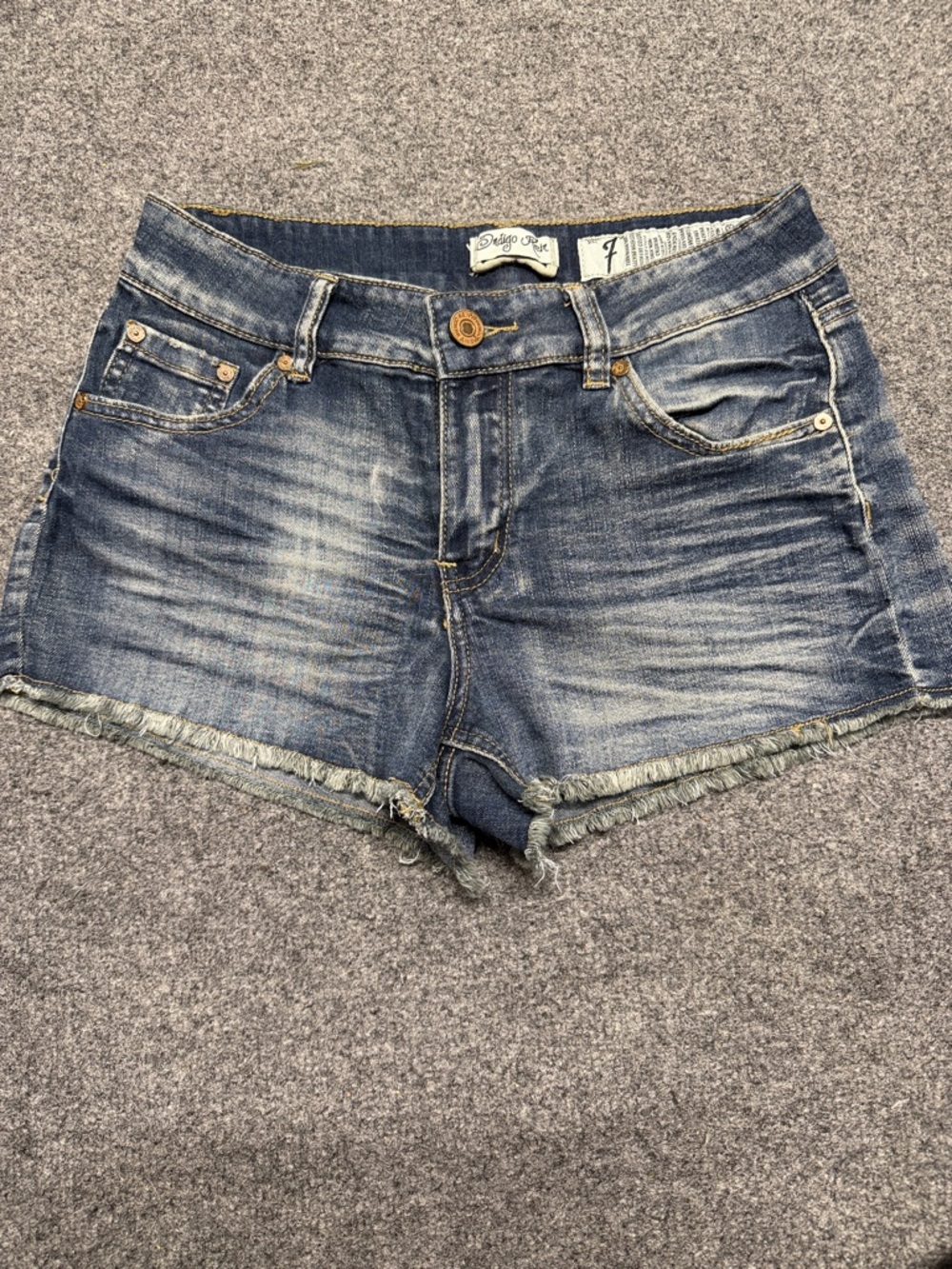 Indigo Rein Blue Frayed Jean Shorts